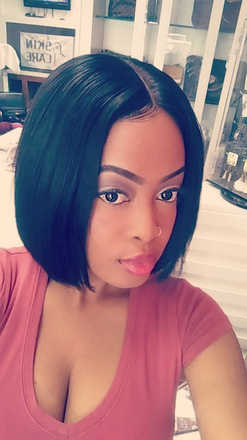 Perruques Brésiliens Bob Remy Hair avec Dentelle Raides Cheveux 100% Humains-Adrienne&amp;Sandrine