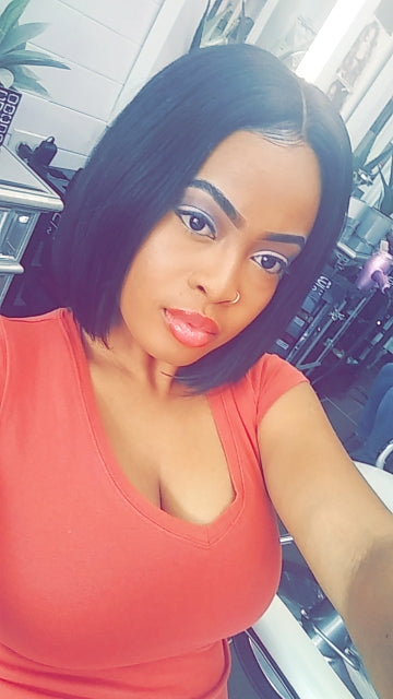 Perruques Brésiliens Bob Remy Hair avec Dentelle Raides Cheveux 100% Humains-Adrienne&amp;Sandrine