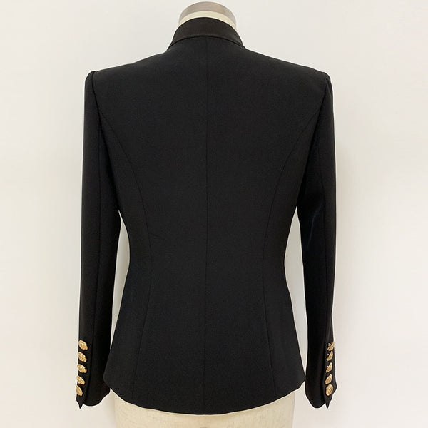 Designer Stylish Blazer Single Button Bouton Lion Agrémentée-veste-Adrienne&Sandrine