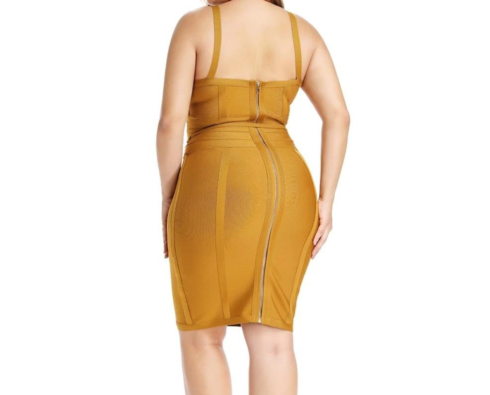 Sexy Robe Bandage Moulante Jaune de XL-4XL-robe-Adrienne&Sandrine