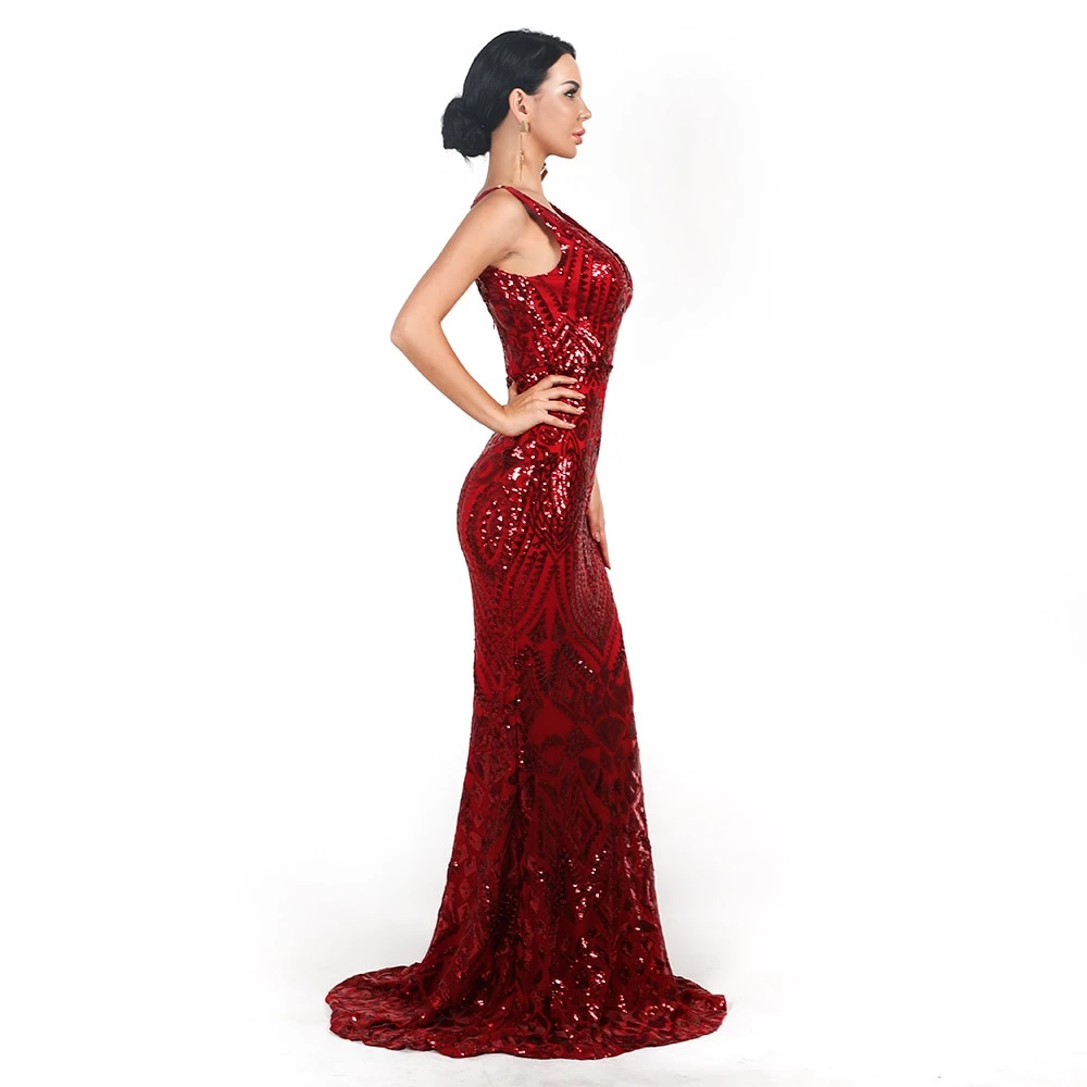 long Sissy sequined geometry dress