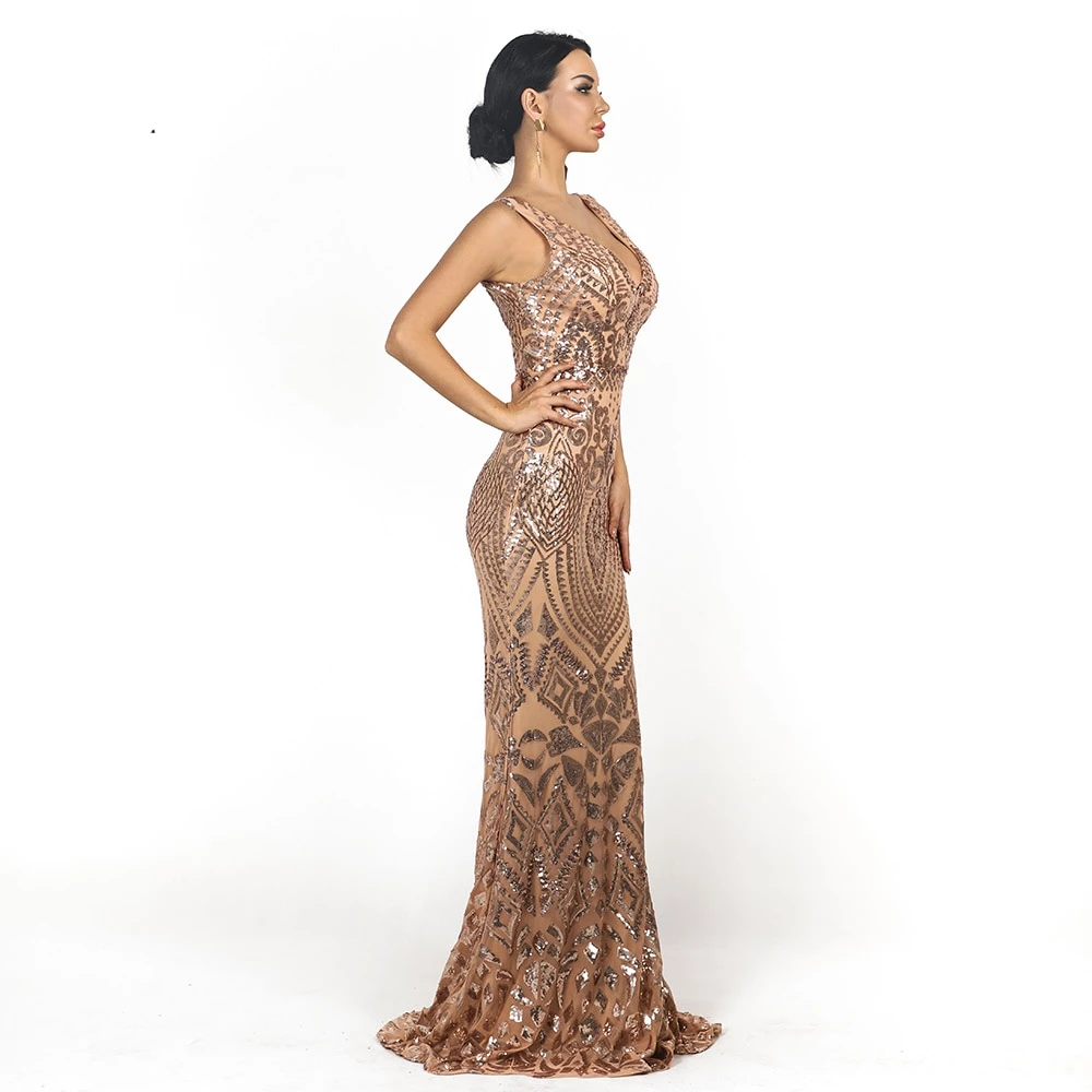 long Sissy sequined geometry dress