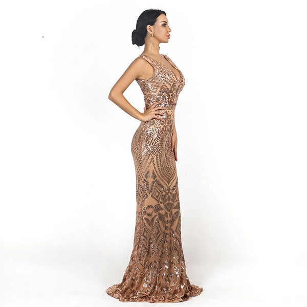 longue robe Sissy à sequins géométrie