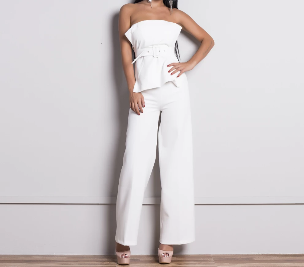 2-Piece Sandesse Top and Pants with Belts
