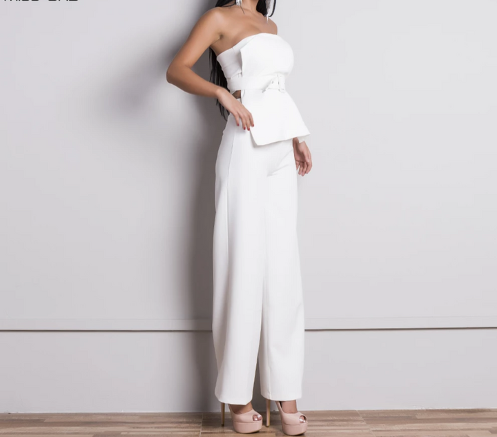 2-Piece Sandesse Top and Pants with Belts