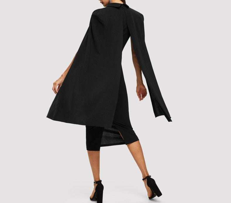 Black Bertine Cape Dress