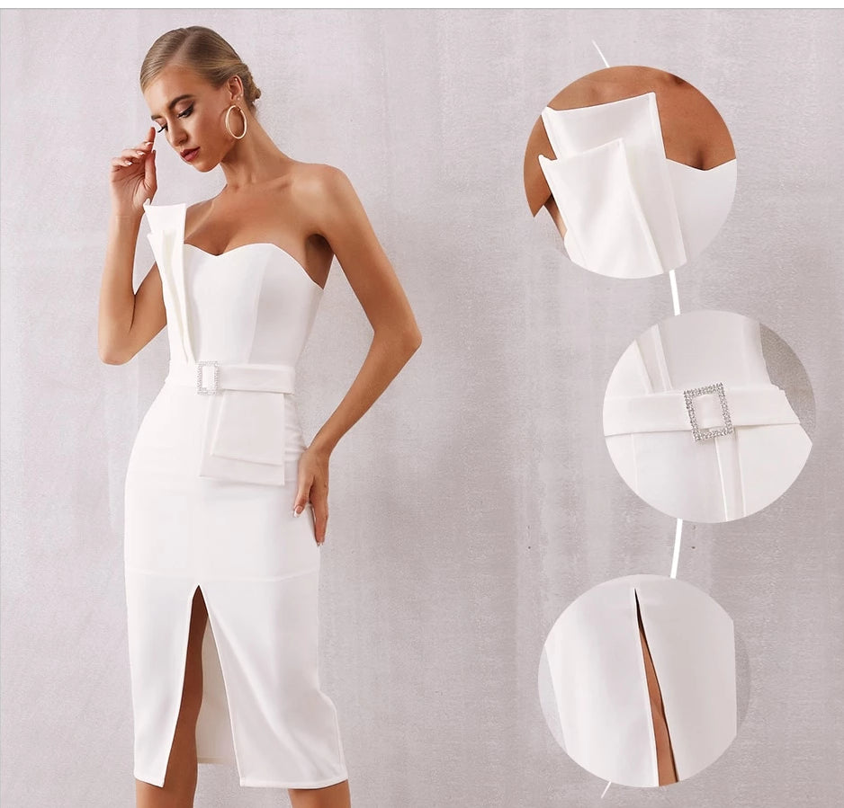 Robe De Soirée Moulante Sans Manches avec Ceintures-robe-Adrienne&Sandrine
