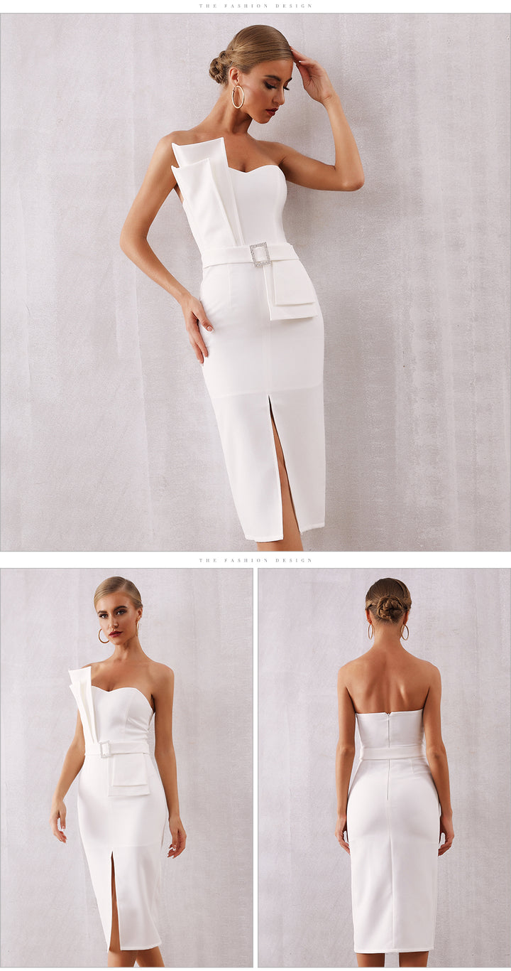 Robe De Soirée Moulante Sans Manches avec Ceintures-robe-Adrienne&amp;Sandrine