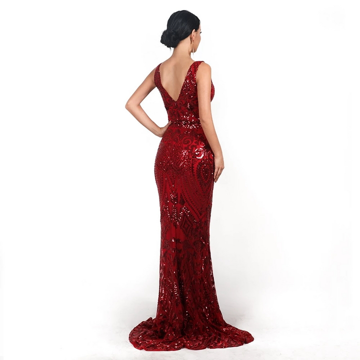 long Sissy sequined geometry dress