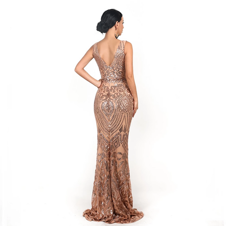 long Sissy sequined geometry dress