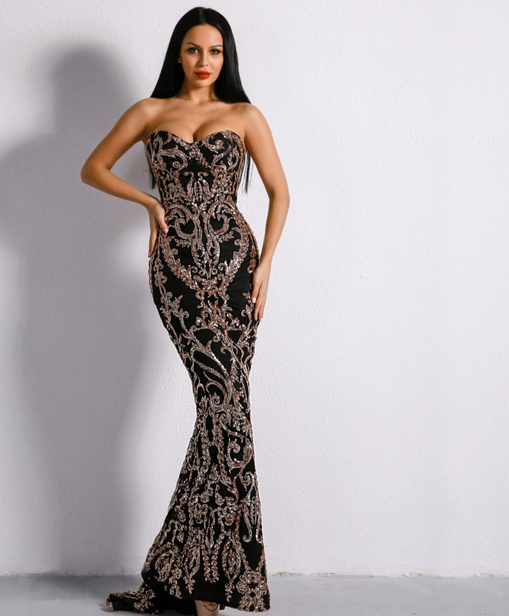 Elegant Sissy dress with sequins