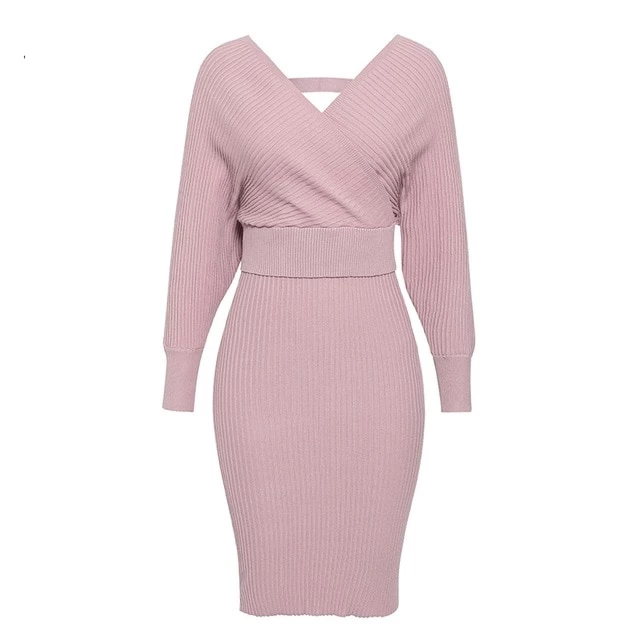 Robe élégante Rosy cou-V automne hiver-robe-Adrienne&amp;Sandrine