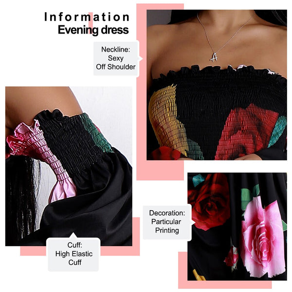 Schulterfreies Kleid mit Blumenmuster
