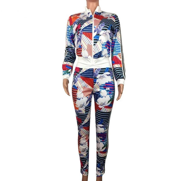 Ensemble deux pièces à imprimé floral Haut à manches longues et pantalon Femme-Adrienne&Sandrine