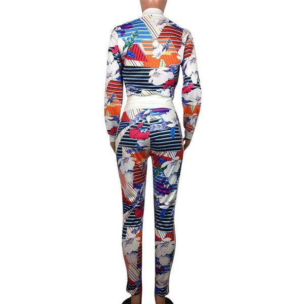 Ensemble deux pièces à imprimé floral Haut à manches longues et pantalon Femme-Adrienne&Sandrine
