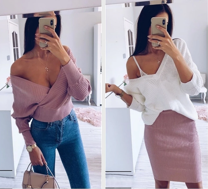 Robe élégante Rosy cou-V automne hiver-robe-Adrienne&amp;Sandrine