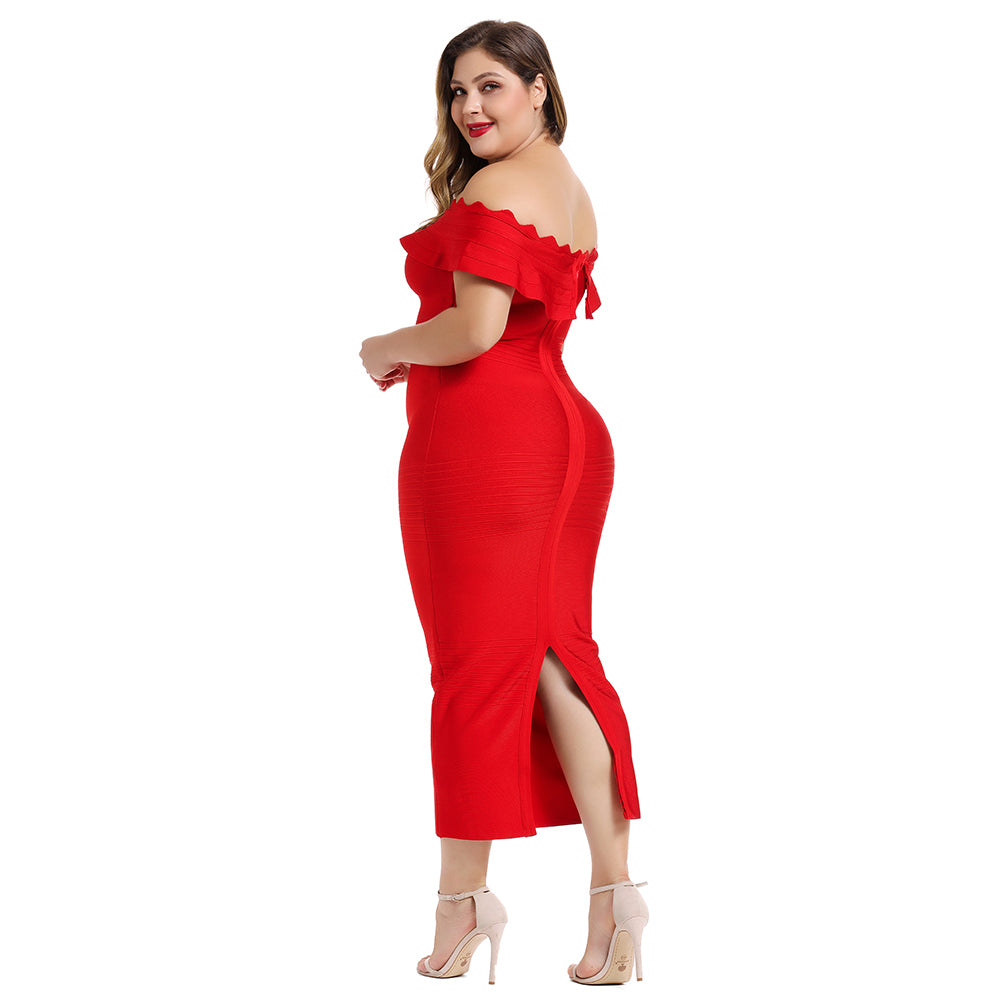 Plus Size XL-3XL Midi Bandage Dress