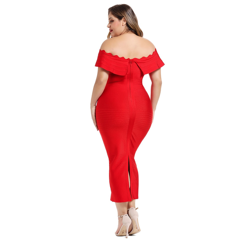 Plus Size XL-3XL Midi Bandage Dress