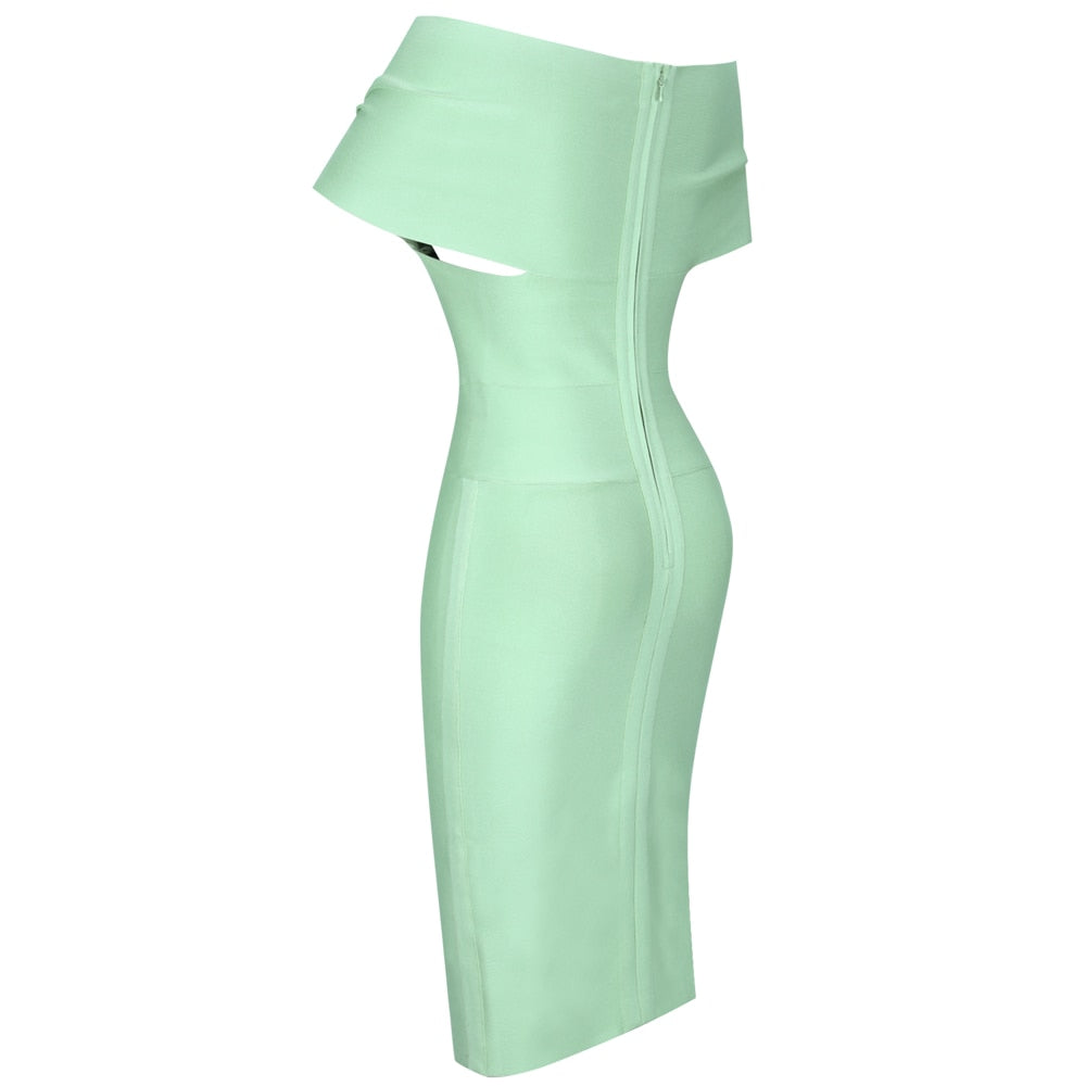 Off-the-Shoulder Draped Bandage Dress