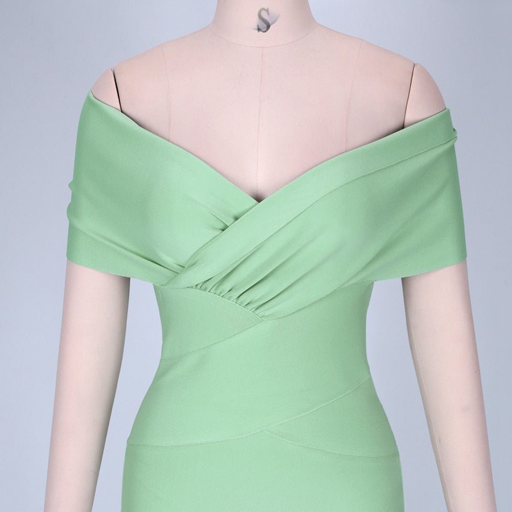 Off-the-Shoulder Draped Bandage Dress