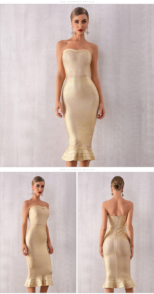 Robe De Soirée Or Bandage