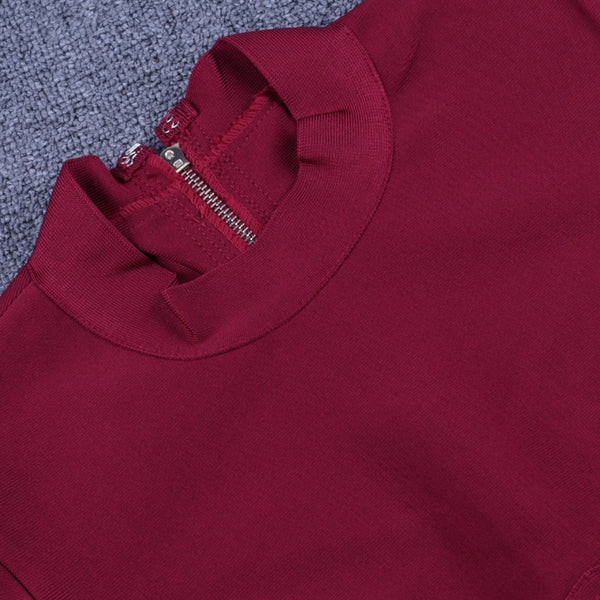 Robe Bandage Vin À Manches Longues Plus de Taille XL-3XL