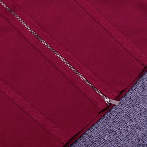 Robe Bandage Vin À Manches Longues Plus de Taille XL-3XL