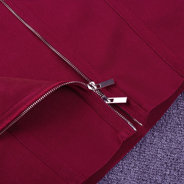 Robe Bandage Vin À Manches Longues Plus de Taille XL-3XL