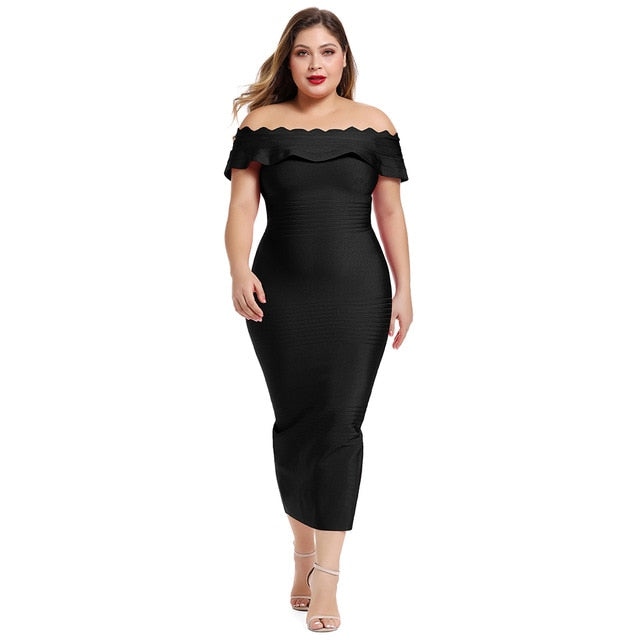 Plus Size XL-3XL Midi Bandage Dress