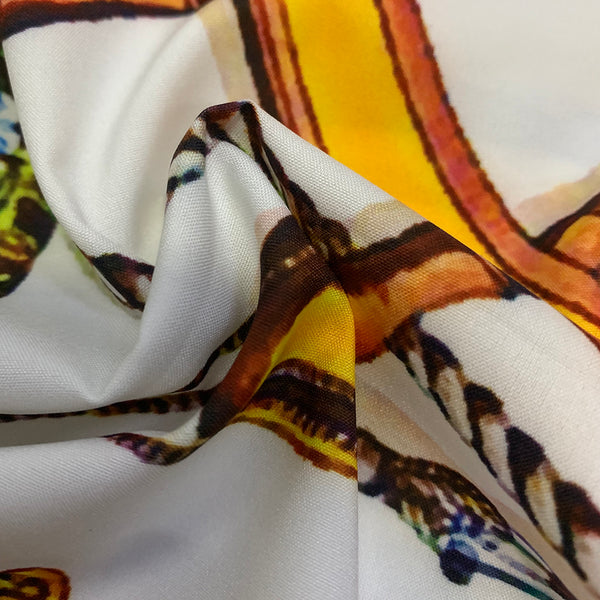 Bedrucktes Marianne-Kleid mit mittlerer Wadenlänge