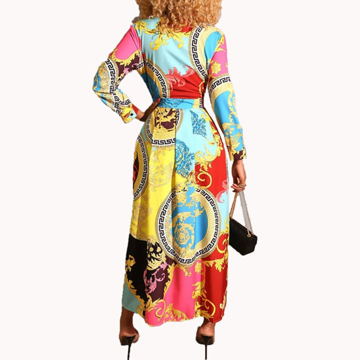 Robe décontractée à col rabattu imprimé