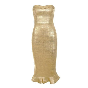 Robe De Soirée Or Bandage