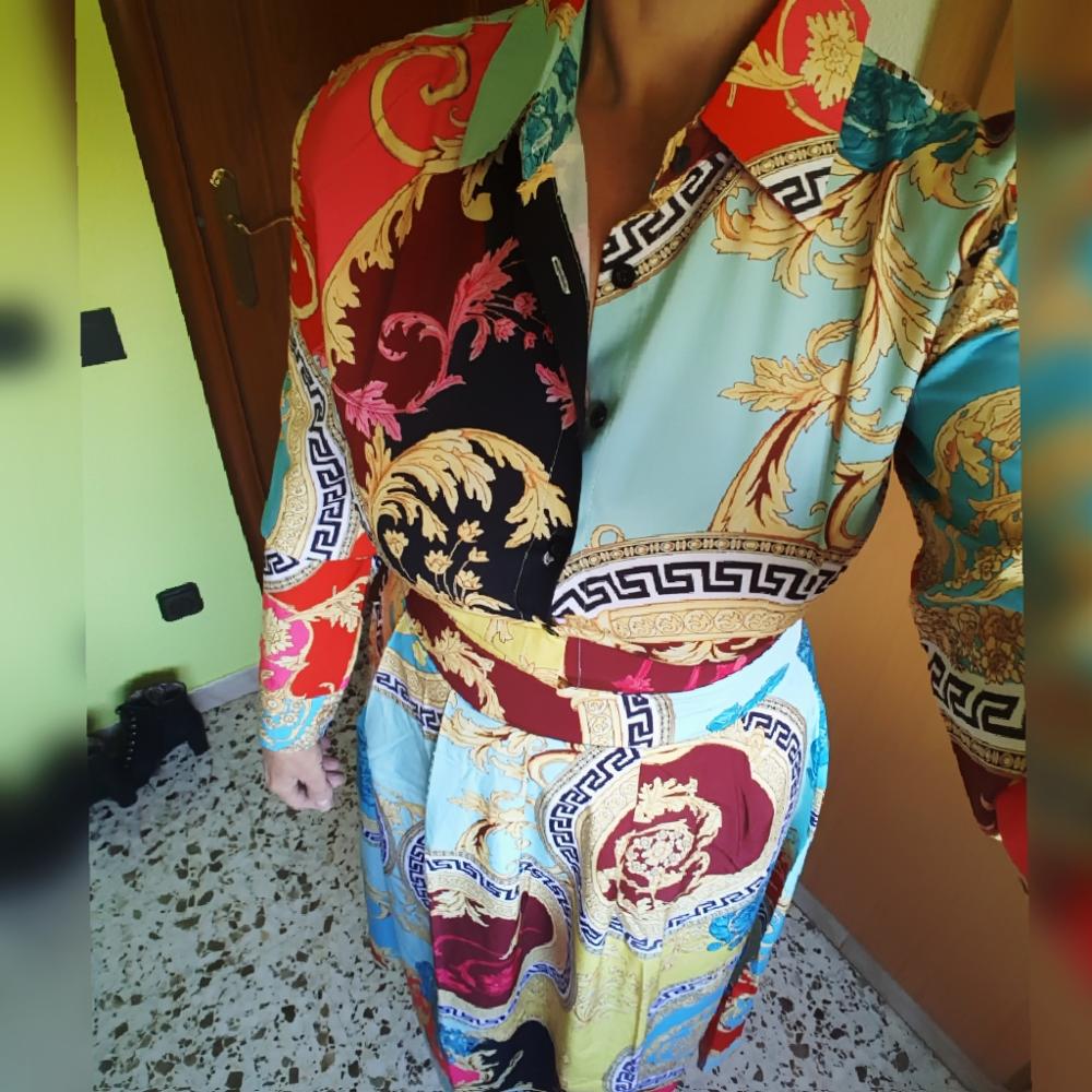 Robe décontractée à col rabattu imprimé