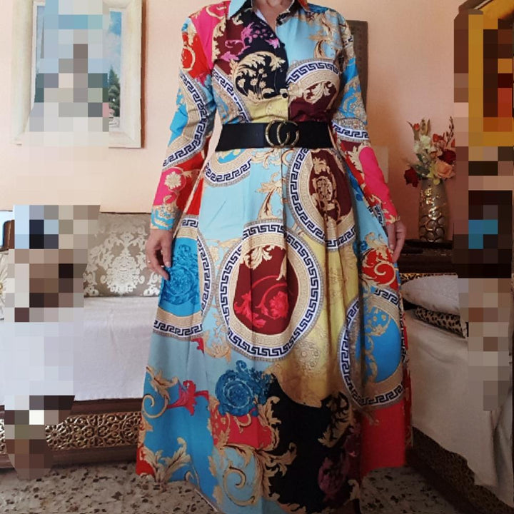 Robe décontractée à col rabattu imprimé