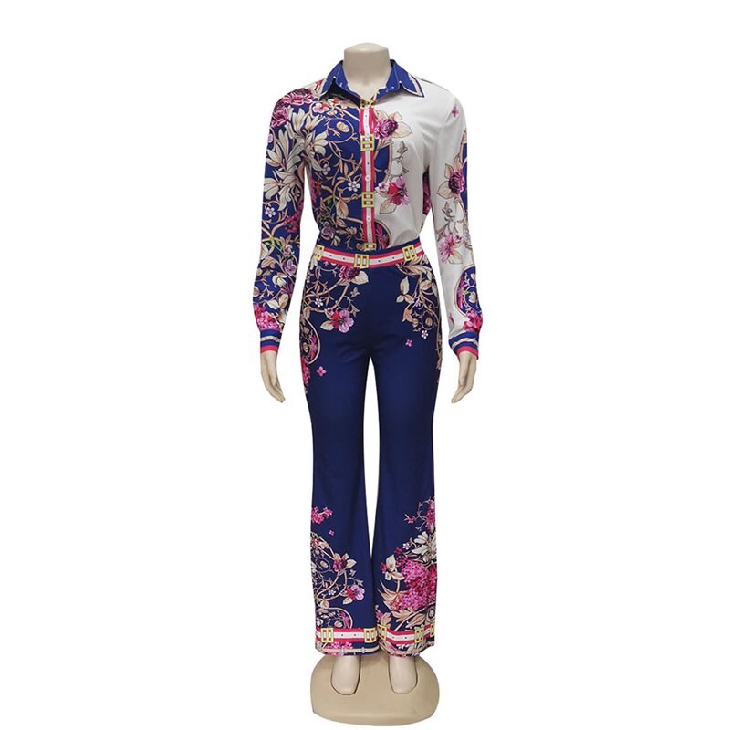 2 pièces Ensemble Chemise et pantalon Imprimé floral