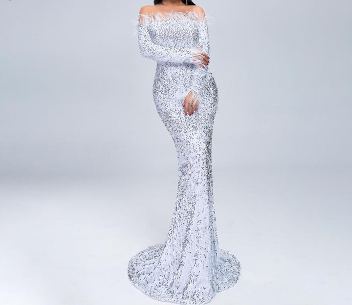 sequin evening gown