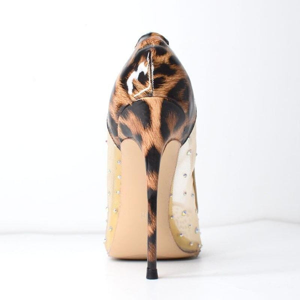 Kristallgestrickte Zoe-Pumps mit Leopardenmuster