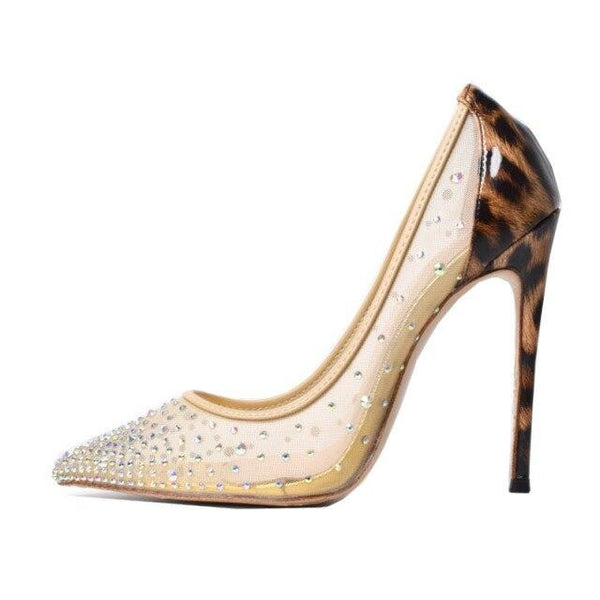 Kristallgestrickte Zoe-Pumps mit Leopardenmuster