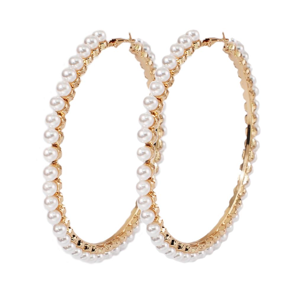 Boucles D'oreilles Perle en Créoles  Ilona