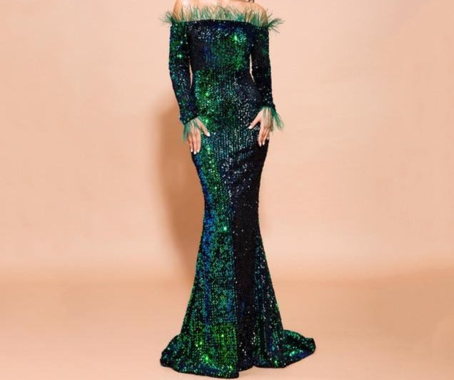 sequin evening gown