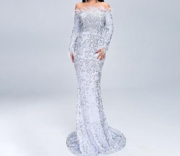sequin evening gown