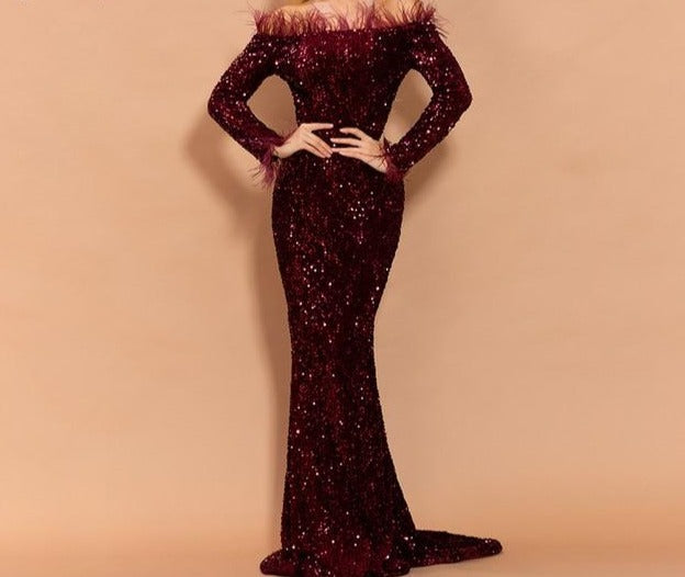 sequin evening gown