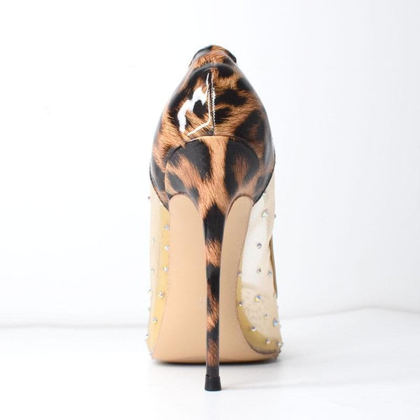 Kristallgestrickte Zoe-Pumps mit Leopardenmuster