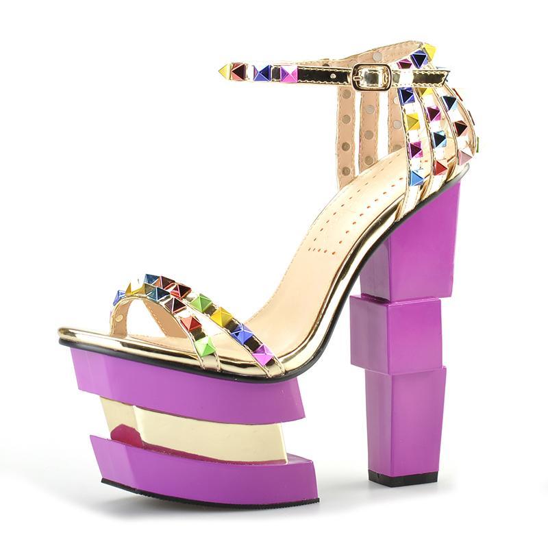 Chaussures été style étrange à talons hauts et roses avec plateforme pour femme-Sandale-Adrienne&Sandrine