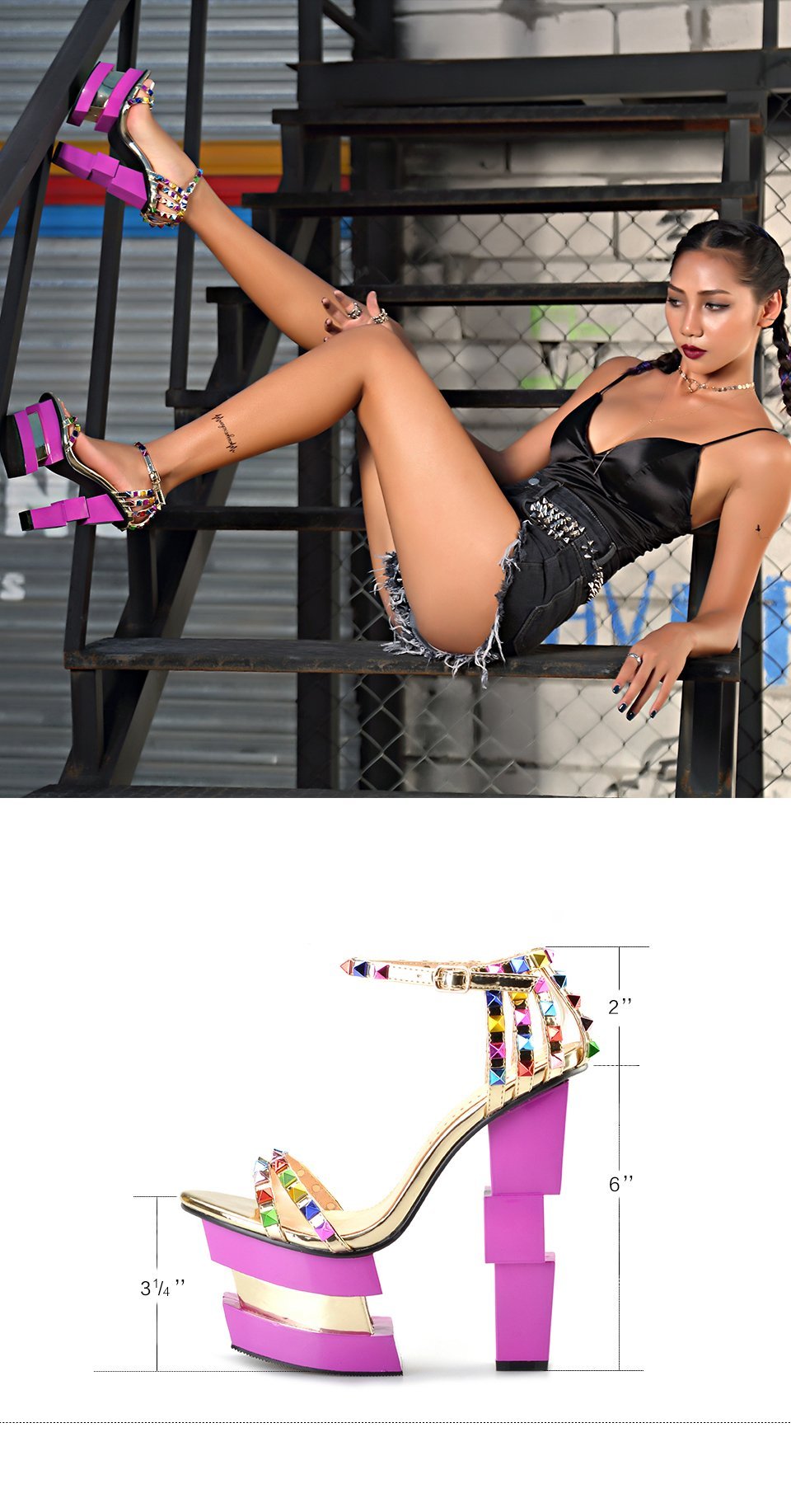 Chaussures été style étrange à talons hauts et roses avec plateforme pour femme-Sandale-Adrienne&Sandrine