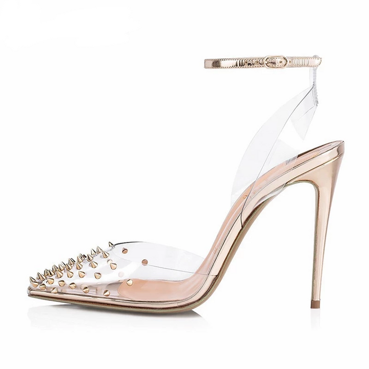 Sandales Talons haut Transparents Rivets-Chaussure-Adrienne&amp;Sandrine