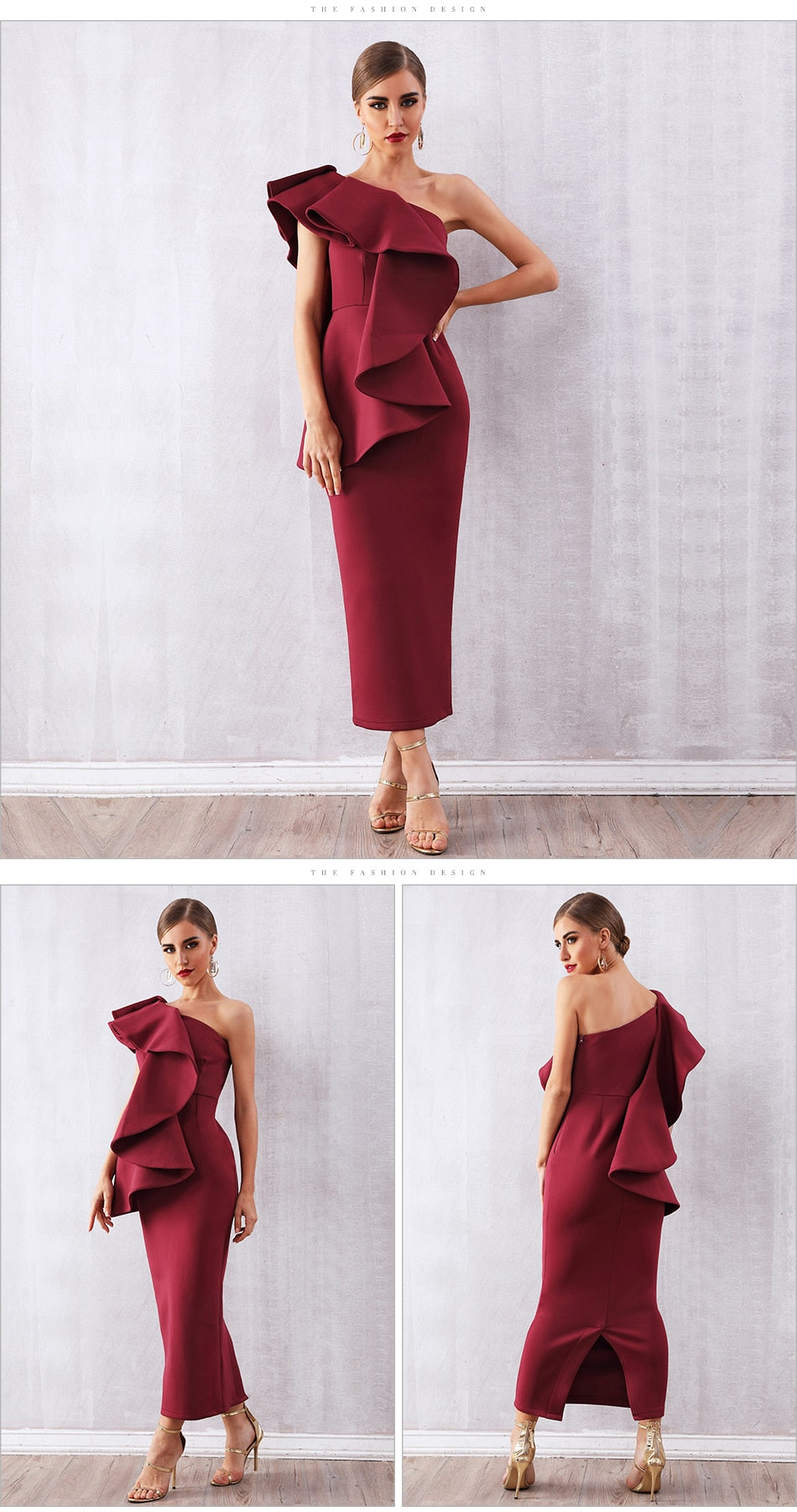 Sexy Robe Sans Manches À Volants Une Épaule Moulante-robe-Adrienne&Sandrine