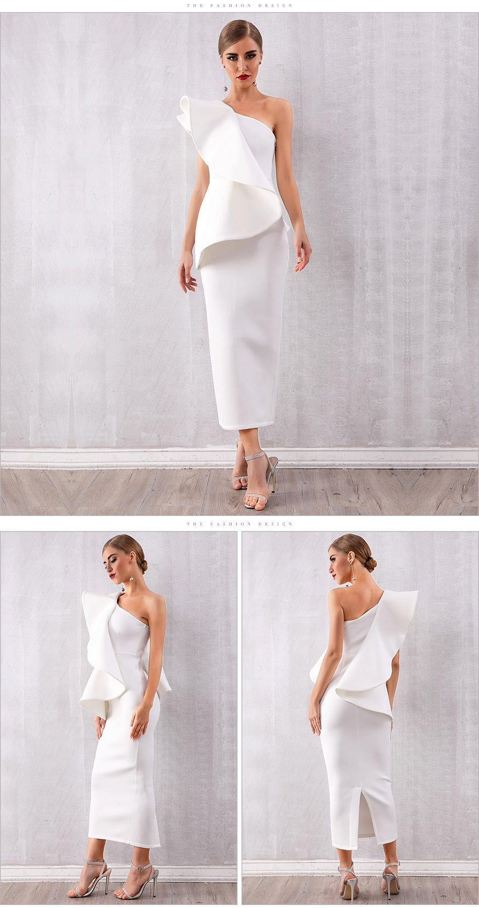 Sexy Robe Sans Manches À Volants Une Épaule Moulante-robe-Adrienne&Sandrine
