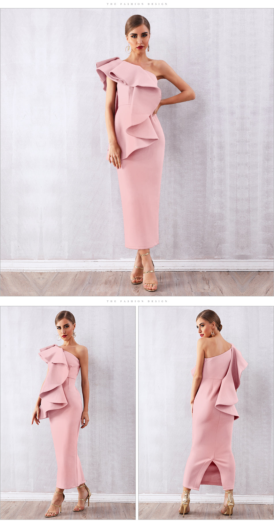 Sexy Robe Sans Manches À Volants Une Épaule Moulante-robe-Adrienne&Sandrine