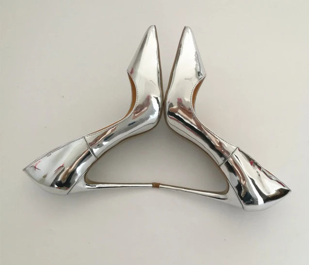 Pompes Talons hauts en cuir verni avec Bout pointu-Chaussure-Adrienne&Sandrine